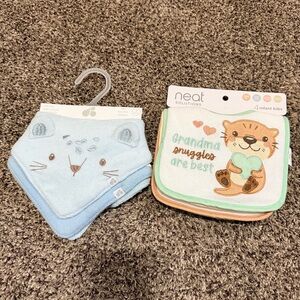 7 New Infant Bibs - Blue and Green